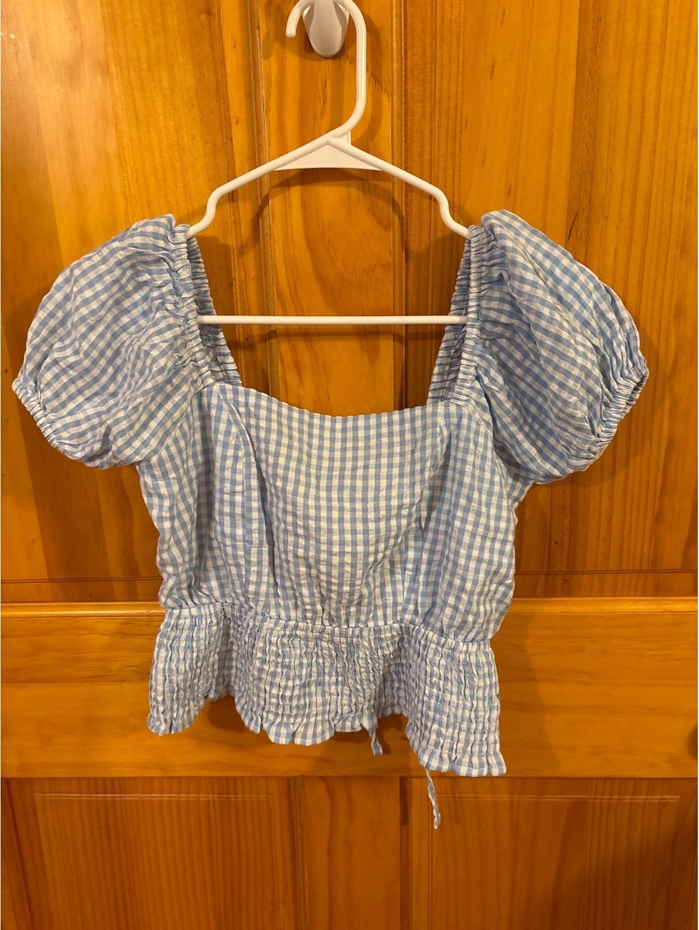 Cottagecore Coquette Babydoll Preppy Gingham Puff Sleeve Crop Top